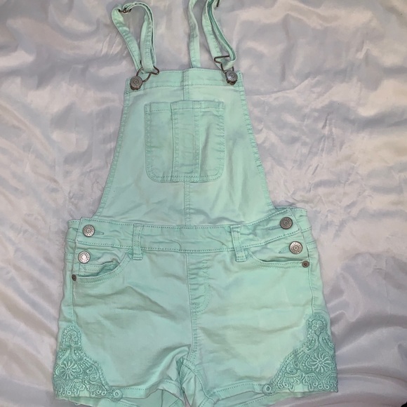 girls green overalls